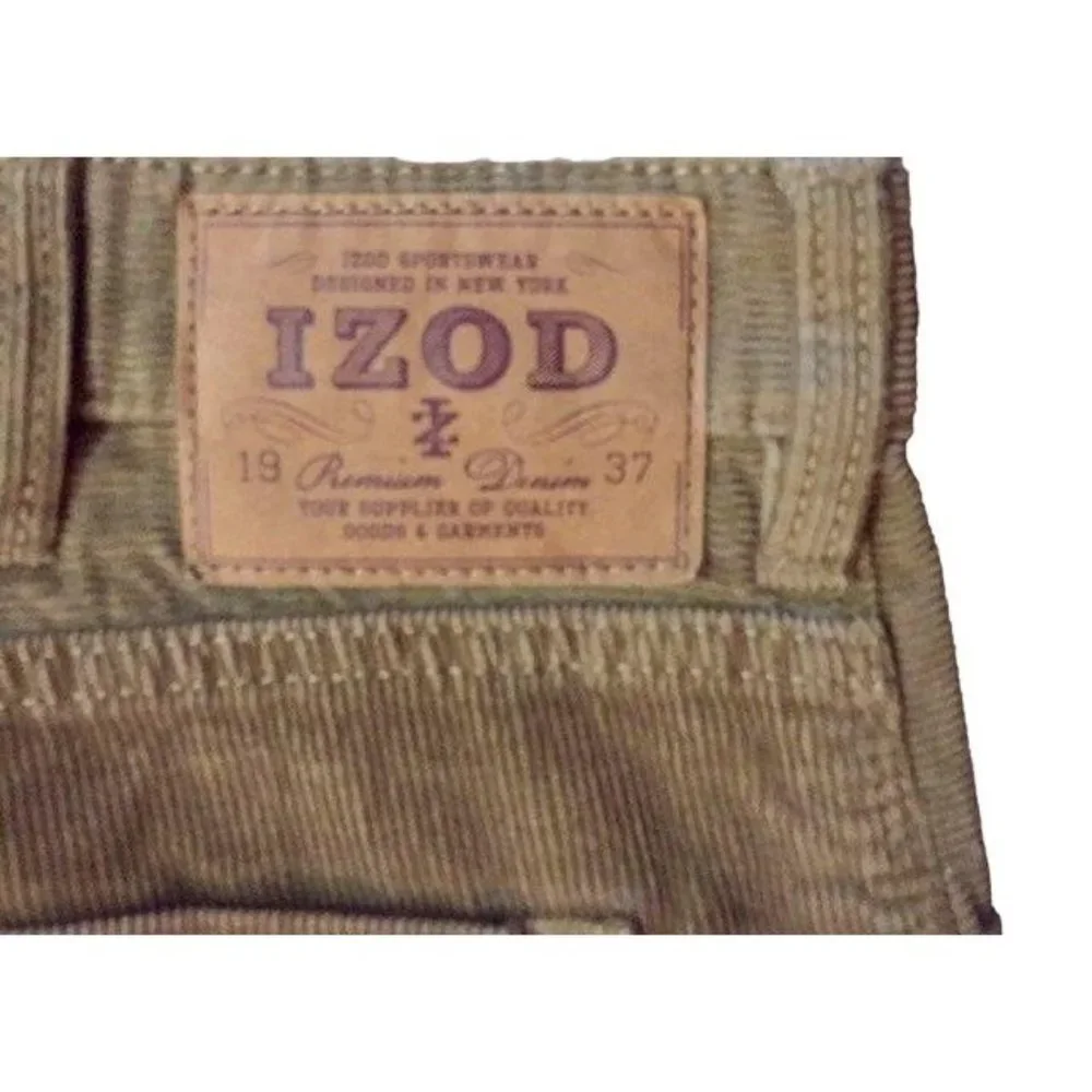 IZOD Pants Mens 38x32 Used Corduroy Casual Career Saltwater Wash Straight Cut